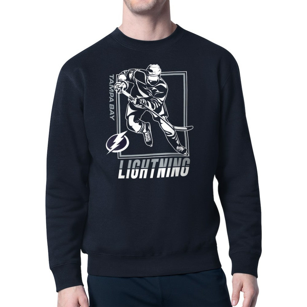 Tampa Bay Lightning Starter Player Grid Fleece Pullover Sweatshirt Navy
