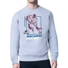 Colorado Avalanche Starter Player Grid Fleece Pullover Sweatshirt Heather Gray