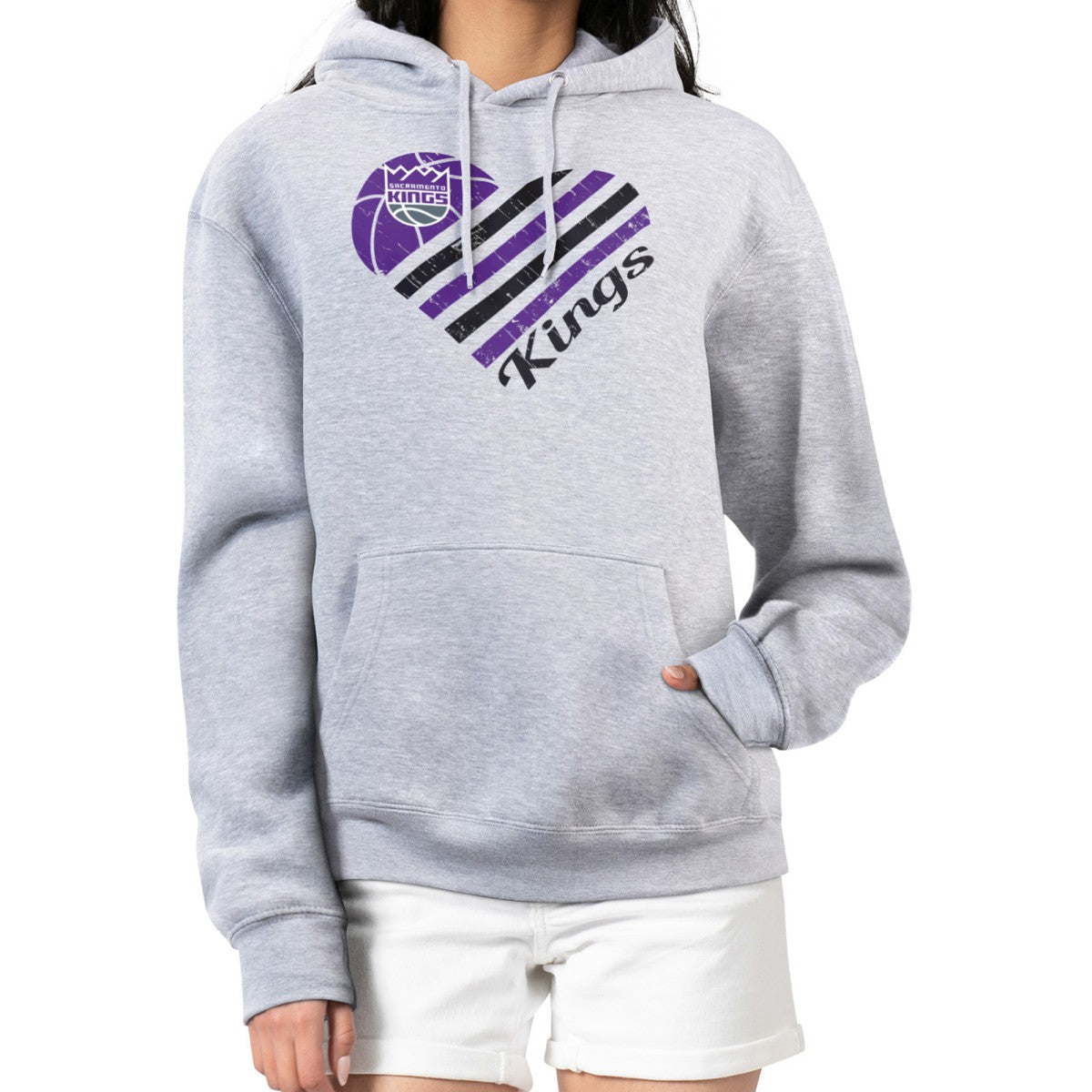 Sacramento Kings G-III 4Her by Carl Banks Women's Heart Pullover Hoodie - Heather Gray discount