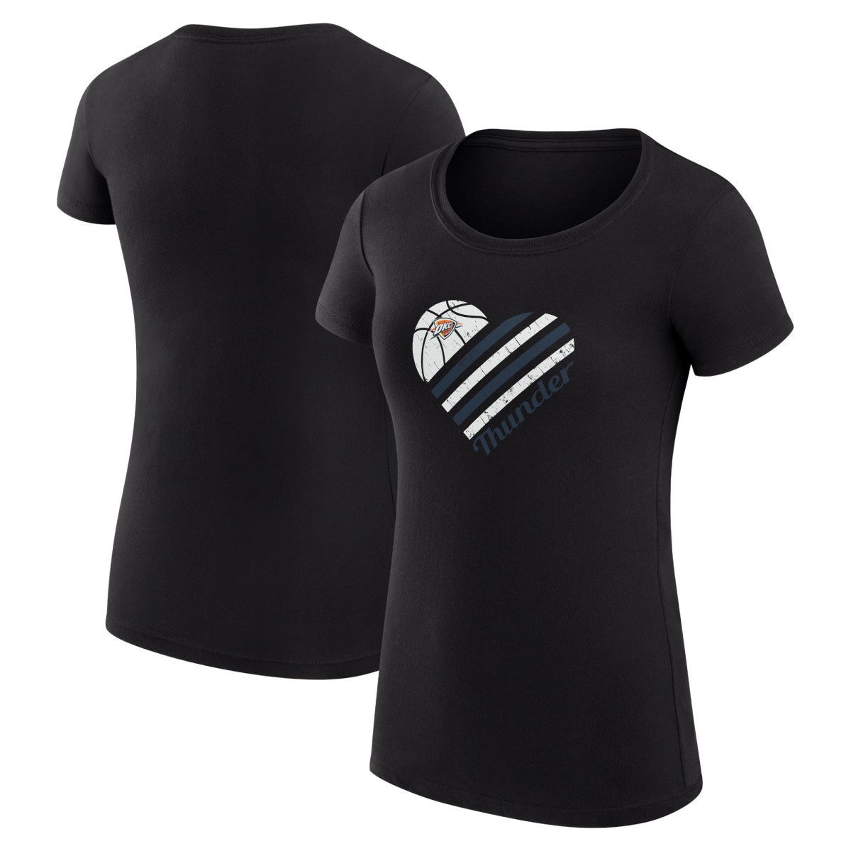 Oklahoma City Thunder G-III 4Her by Carl Banks Women's Super-Slim Fit Lightweight Heart T-Shirt - Black on sale
