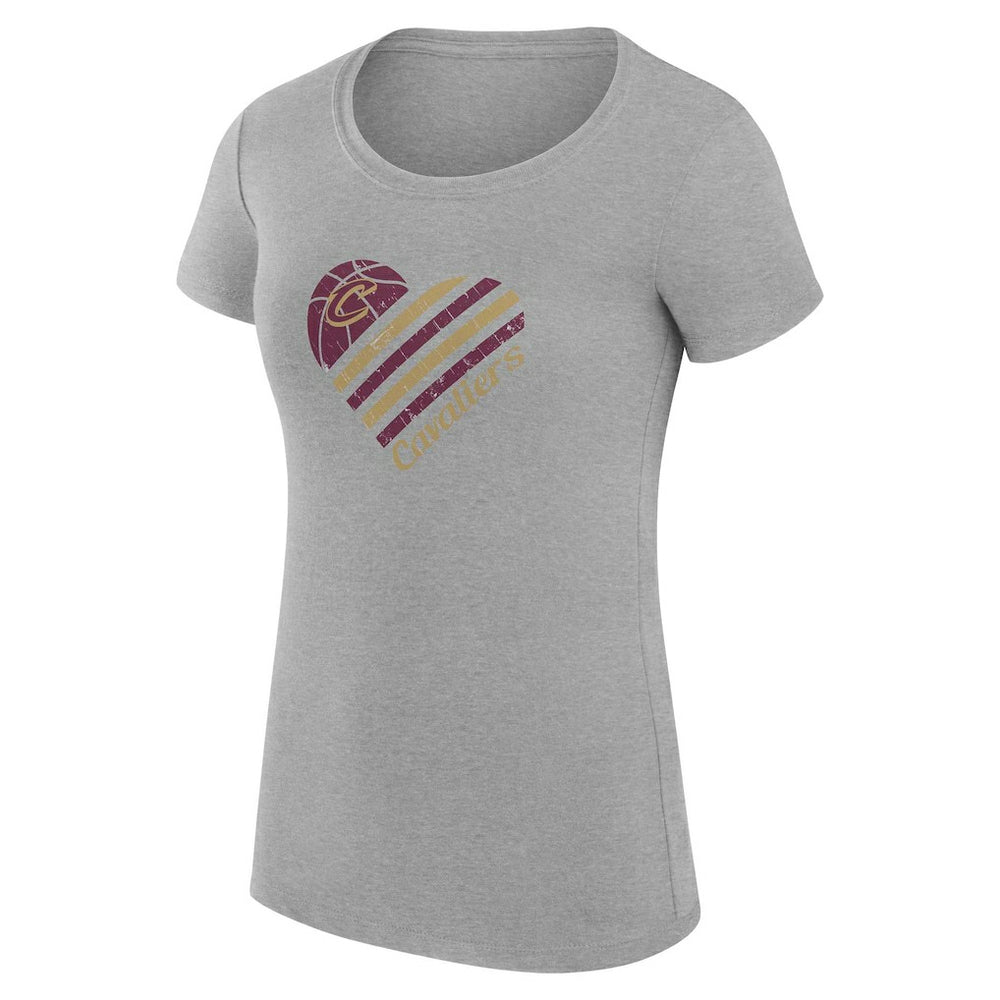 Cleveland Cavaliers G-III 4Her by Carl Banks Women's Super-Slim Fit Lightweight Heart T-Shirt sale - Heather Gray for sale