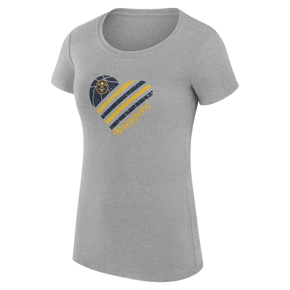 Denver Nuggets G-III 4Her by Carl Banks Women's Super-Slim Fit Lightweight Heart T-Shirt sale - Heather Gray sale