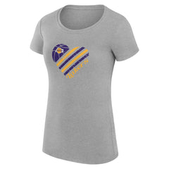 Los Angeles Lakers G-III 4Her by Carl Banks Women's Super-Slim Fit Lightweight Heart T-Shirt - Heather Gray online