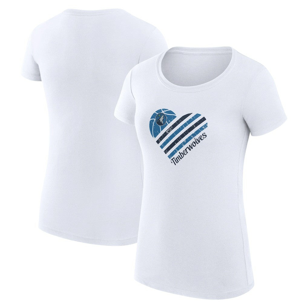 Minnesota Timberwolves G-III 4Her by Carl Banks Women's Super-Slim Fit Lightweight Heart T-Shirt - White shop