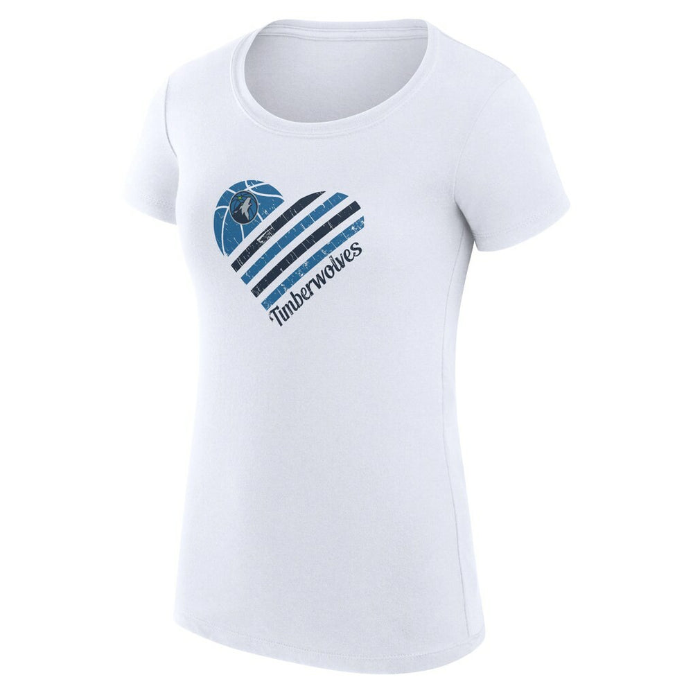 Minnesota Timberwolves G-III 4Her by Carl Banks Women's Super-Slim Fit Lightweight Heart T-Shirt - White shop