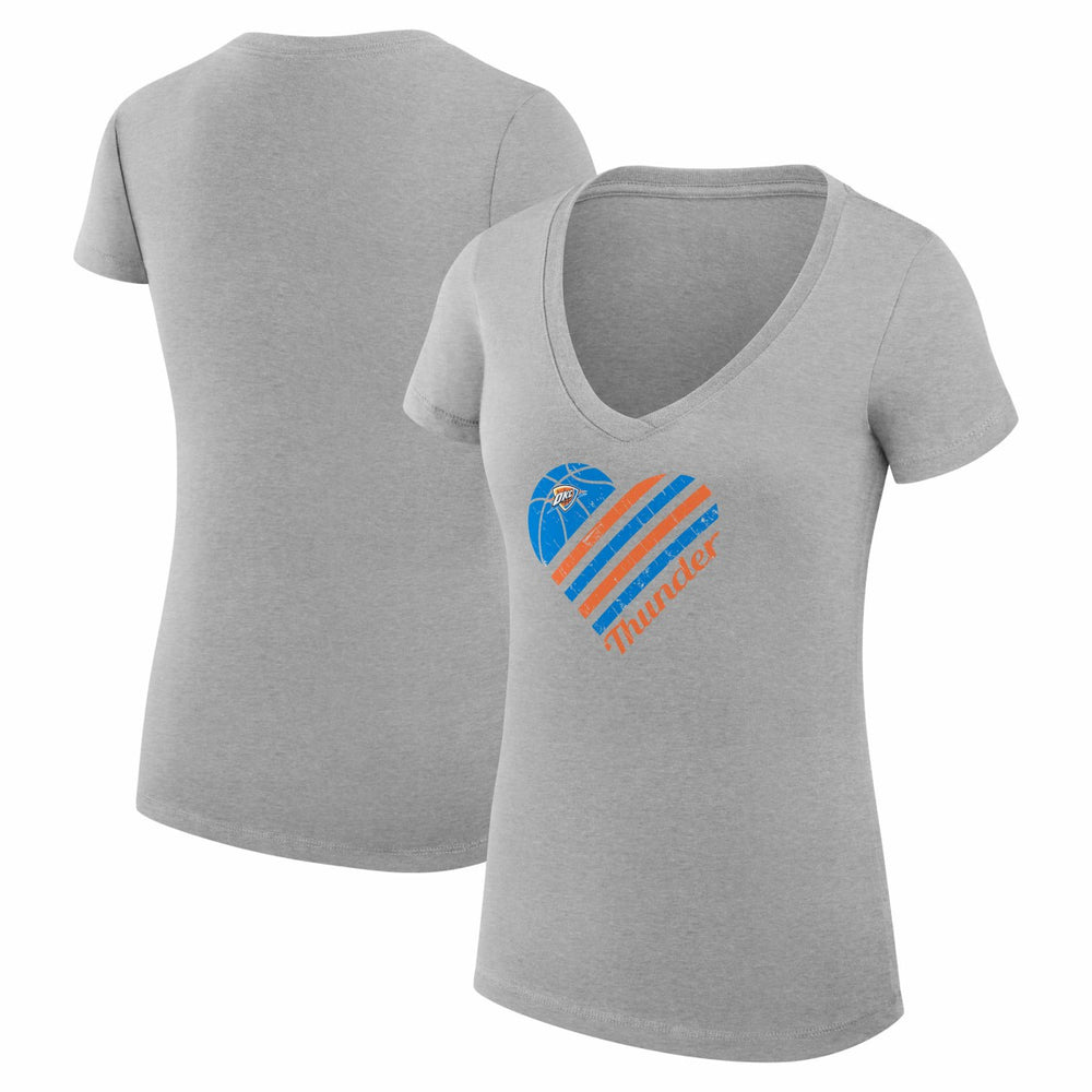 Oklahoma City Thunder G-III 4Her by Carl Banks Women's Super-Slim Fit Lightweight Heart V-Neck T-Shirt - Heather Gray sale