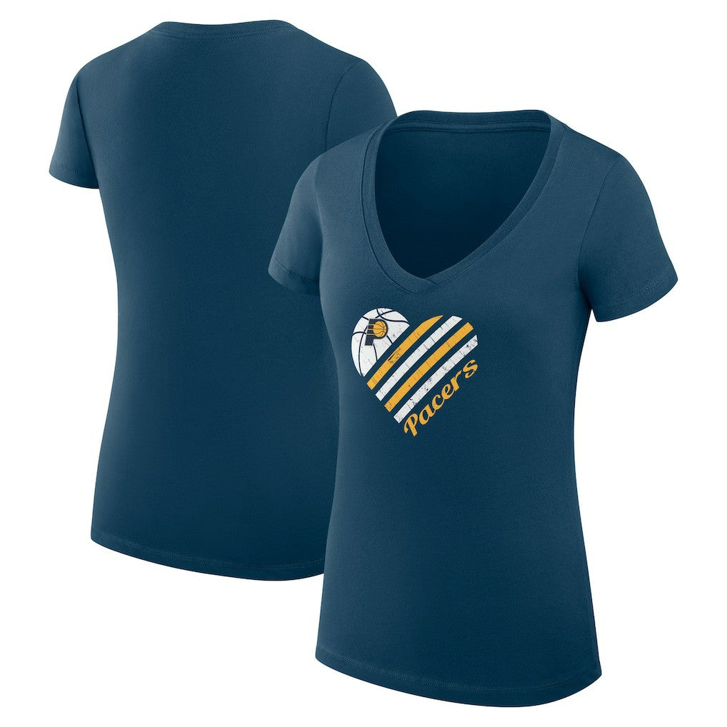 Indiana Pacers G-III 4Her by Carl Banks Women's Super-Slim Fit Lightweight Heart V-Neck T-Shirt - Navy discount
