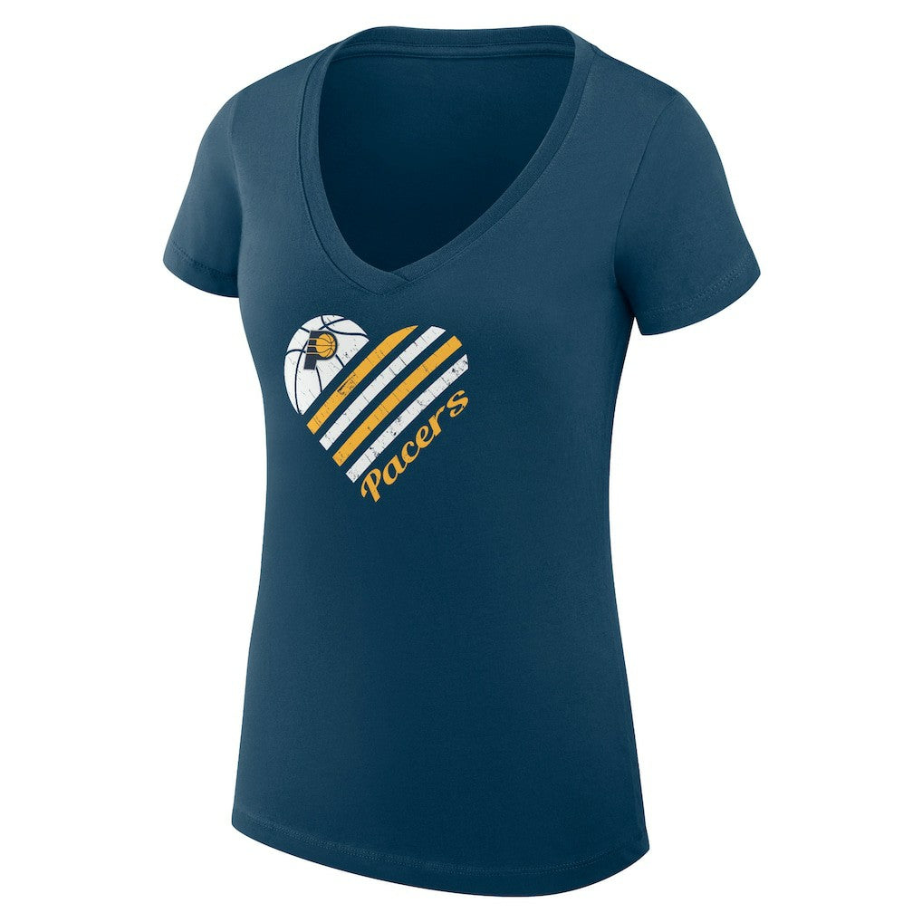 Indiana Pacers G-III 4Her by Carl Banks Women's Super-Slim Fit Lightweight Heart V-Neck T-Shirt - Navy discount