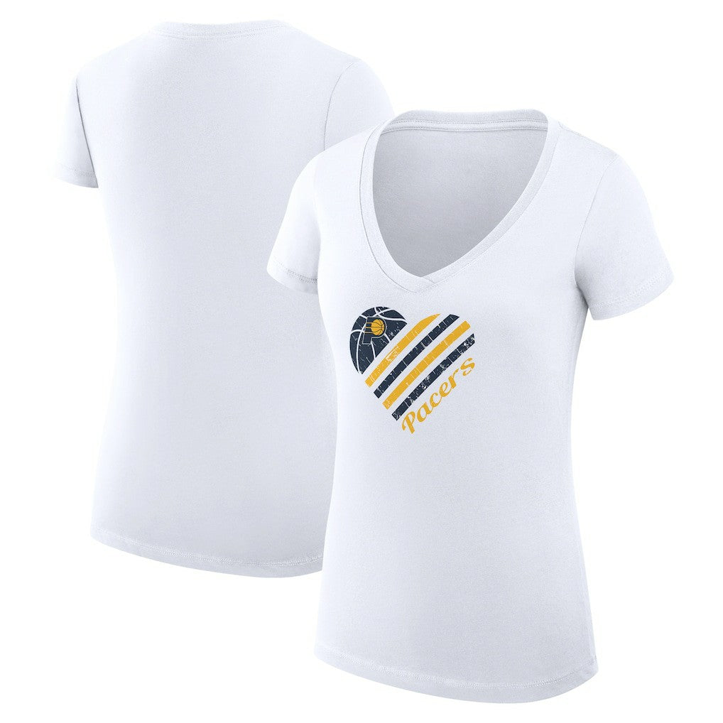 Indiana Pacers G-III 4Her by Carl Banks Women's Super-Slim Fit Lightweight Heart V-Neck T-Shirt - White on sale
