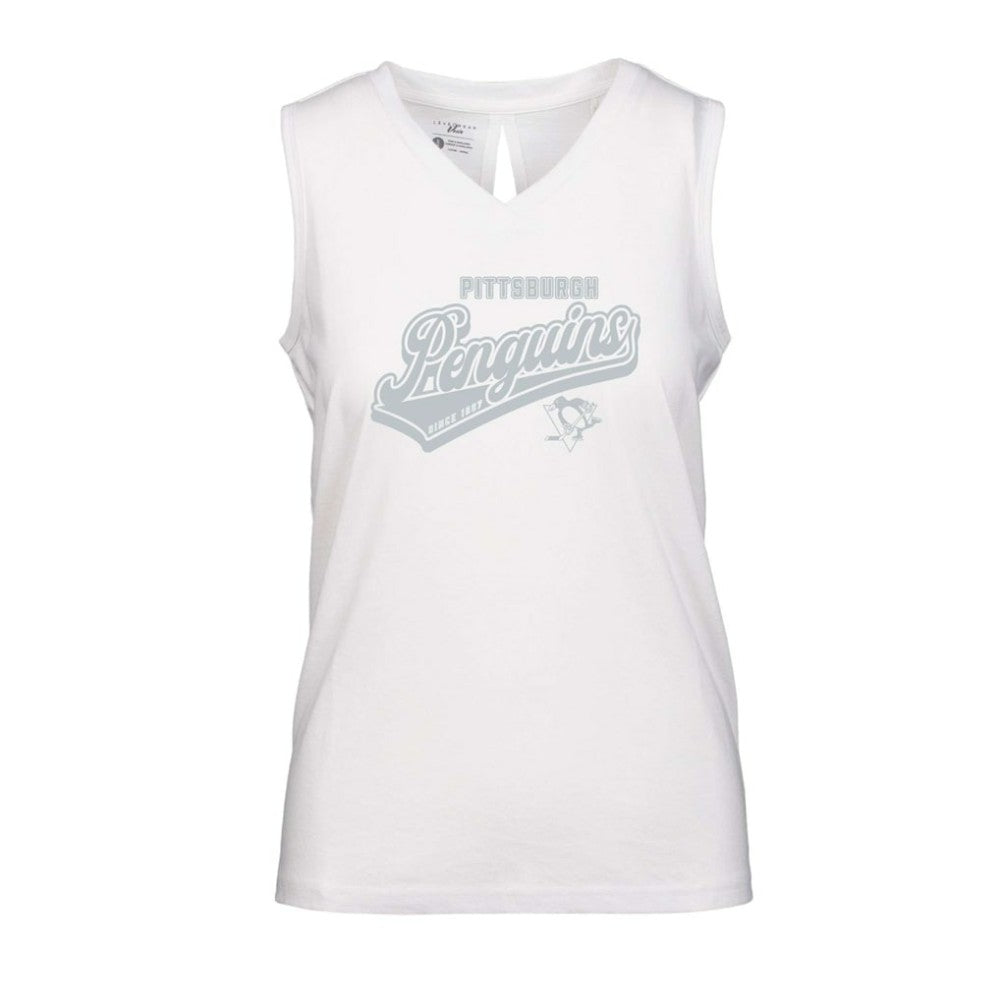 Pittsburgh Penguins Levelwear Women's Paisley Sweep V-Neck Tank Top White