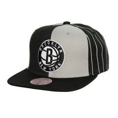 Brooklyn Nets What The Pinstripe Snapback Hat - Black | Mitchell & Ness discount