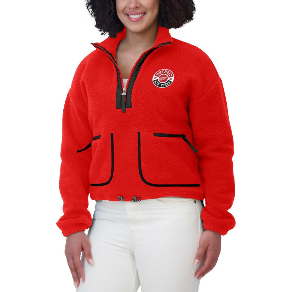 Detroit Red Wings WEAR by Erin Andrews Women's Polar Fleece Half-Zip Jacket Red