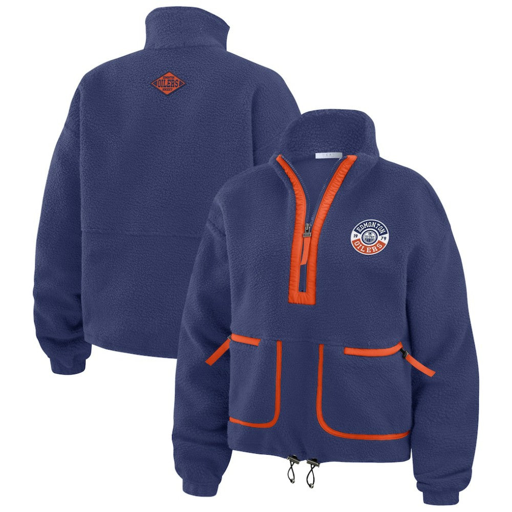 Edmonton Oilers WEAR by Erin Andrews Women's Polar Fleece Half-Zip Jacket Royal