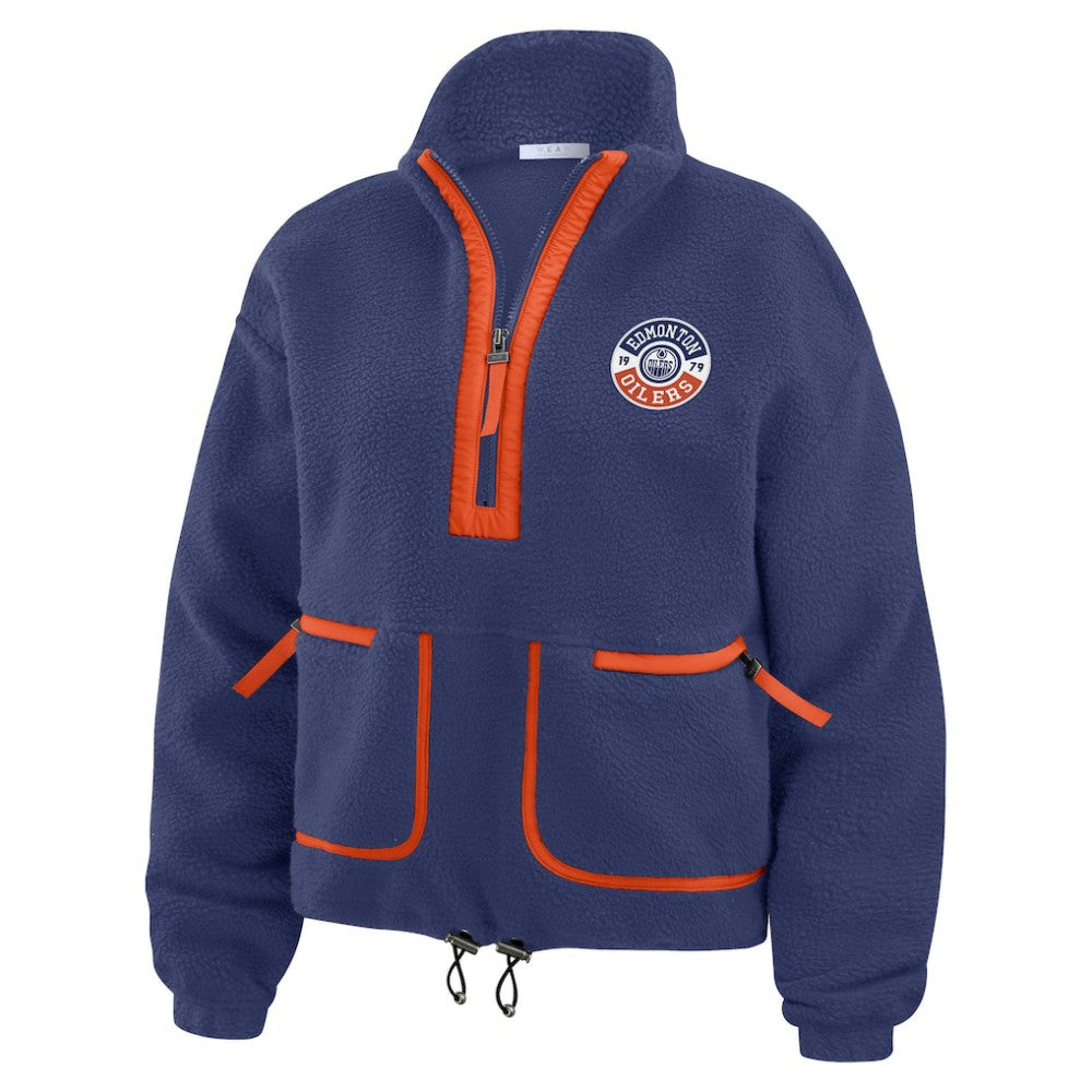 Edmonton Oilers WEAR by Erin Andrews Women's Polar Fleece Half-Zip Jacket Royal