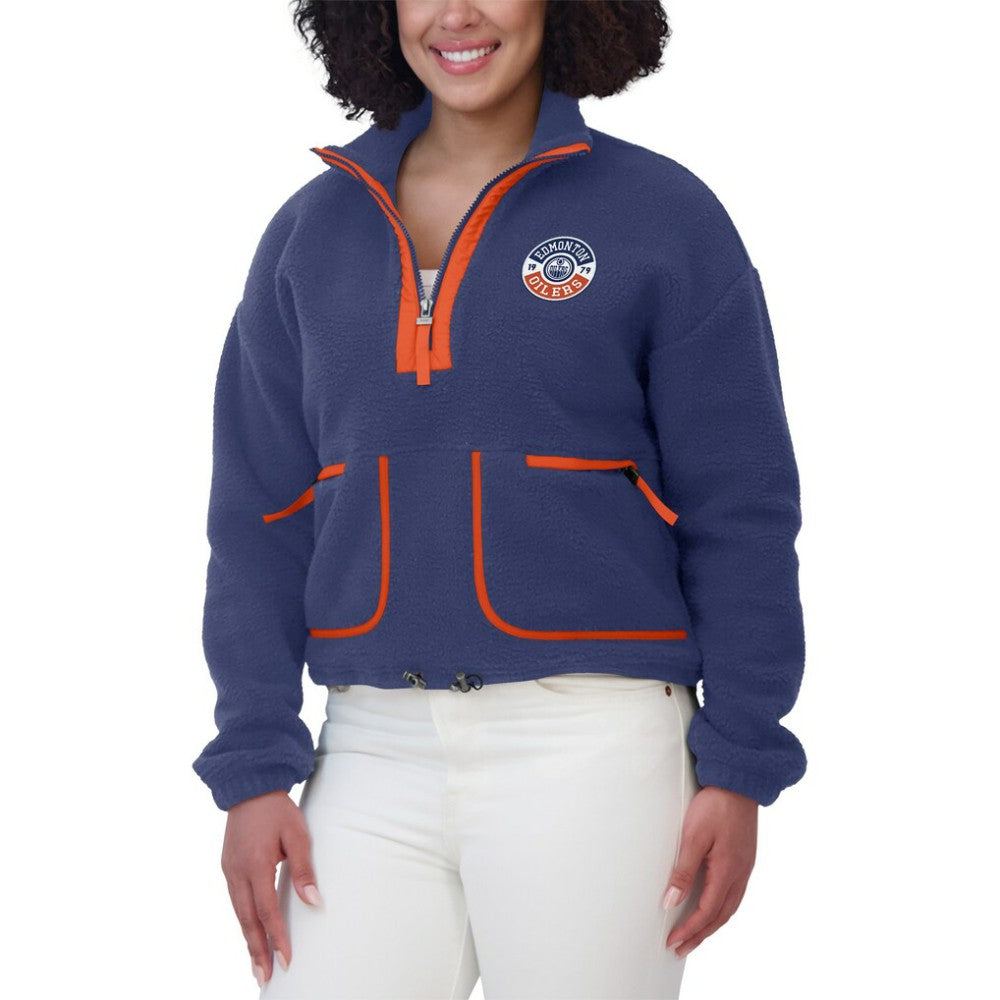 Edmonton Oilers WEAR by Erin Andrews Women's Polar Fleece Half-Zip Jacket Royal