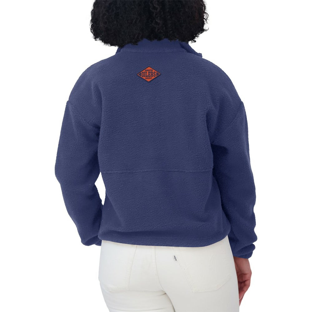 Edmonton Oilers WEAR by Erin Andrews Women's Polar Fleece Half-Zip Jacket Royal