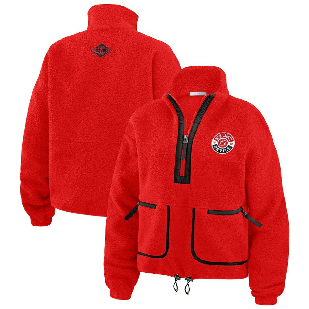 New Jersey Devils WEAR by Erin Andrews Women's Polar Fleece Half-Zip Jacket Red