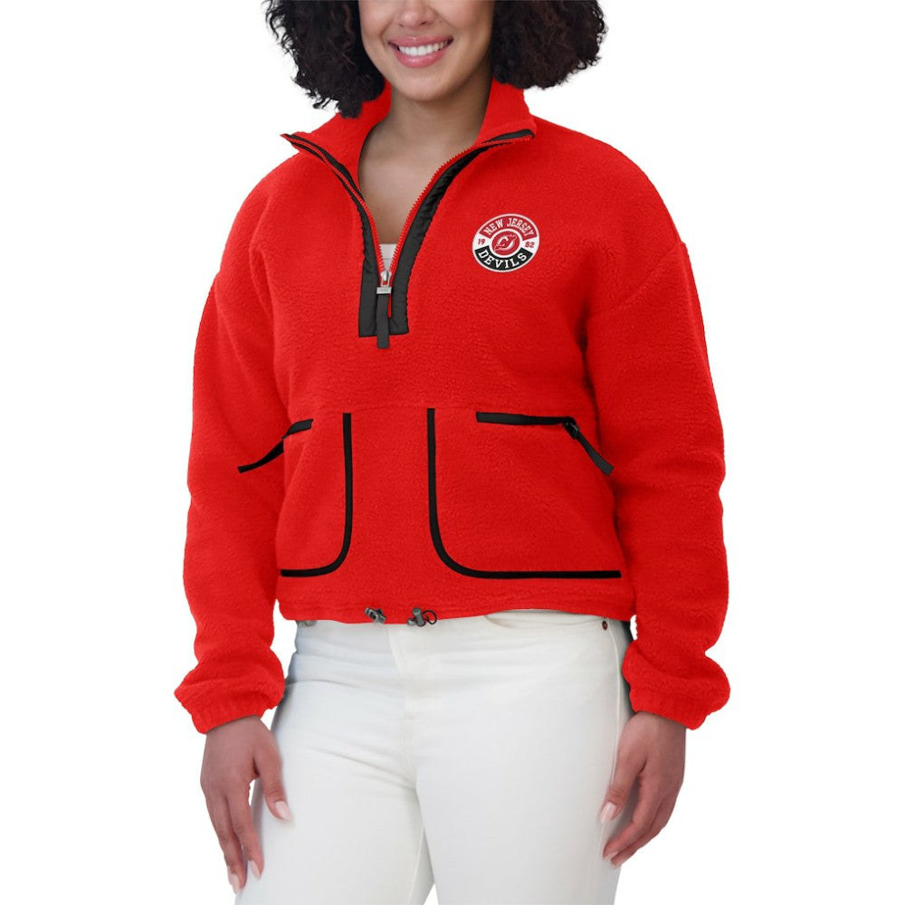 New Jersey Devils WEAR by Erin Andrews Women's Polar Fleece Half-Zip Jacket Red