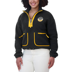 Boston Bruins WEAR by Erin Andrews Women's Polar Fleece Half-Zip Jacket Black