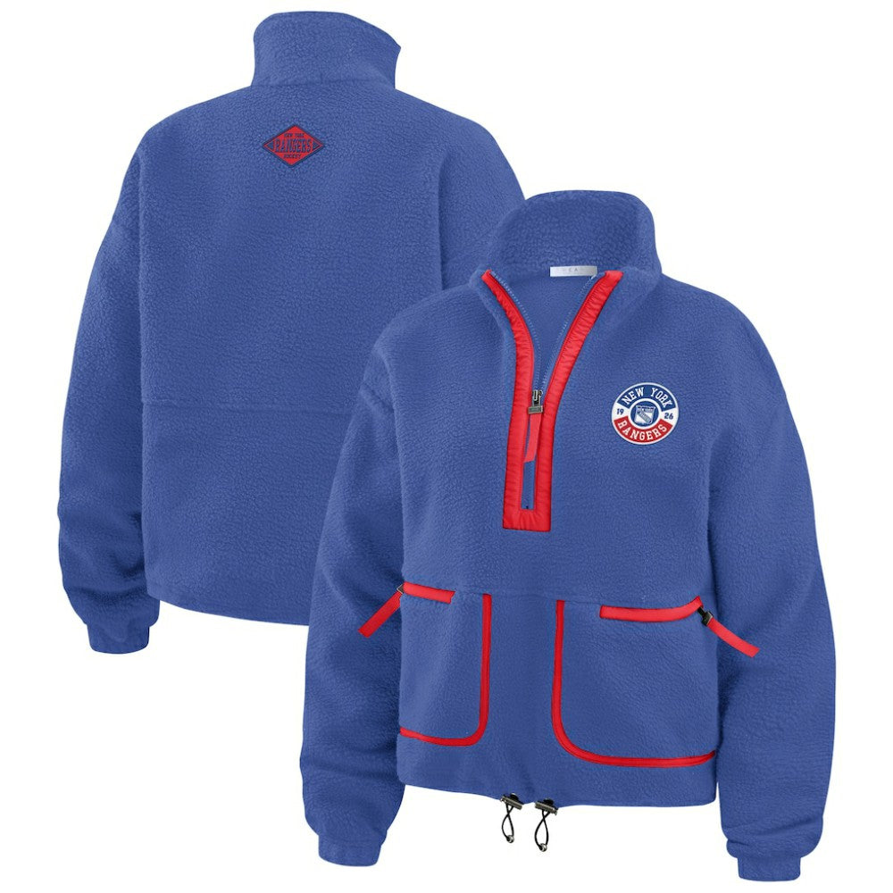 New York Rangers WEAR by Erin Andrews Women's Polar Fleece Half-Zip Jacket Blue