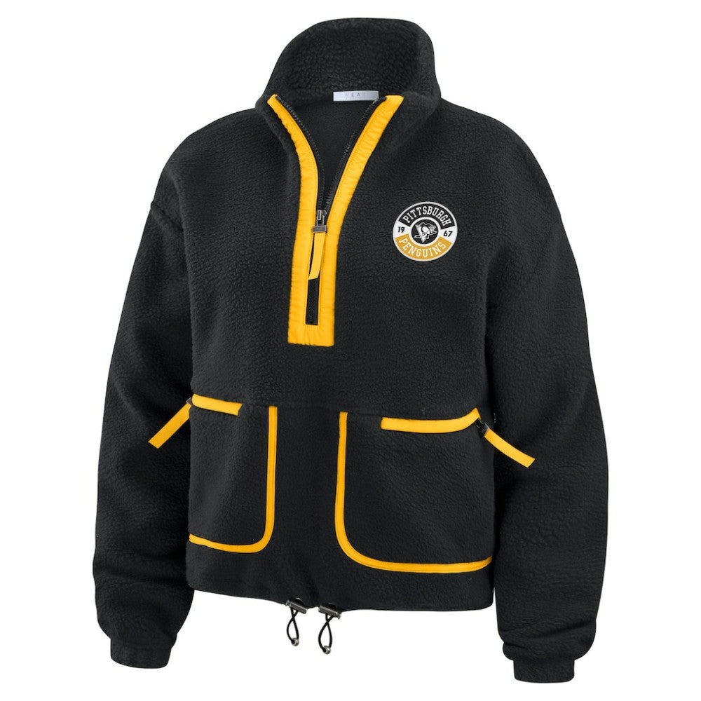 Pittsburgh Penguins WEAR by Erin Andrews Women's Polar Fleece Half-Zip Jacket Black