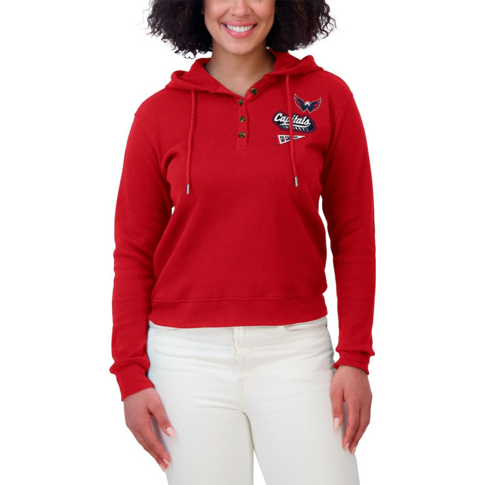 Washington Capitals WEAR by Erin Andrews Women's Waffle-Knit Pullover Hoodie Red
