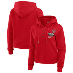 New Jersey Devils WEAR by Erin Andrews Women's Waffle-Knit Pullover Hoodie Red