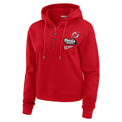 New Jersey Devils WEAR by Erin Andrews Women's Waffle-Knit Pullover Hoodie Red