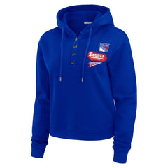 New York Rangers WEAR by Erin Andrews Women's Waffle-Knit Pullover Hoodie Blue
