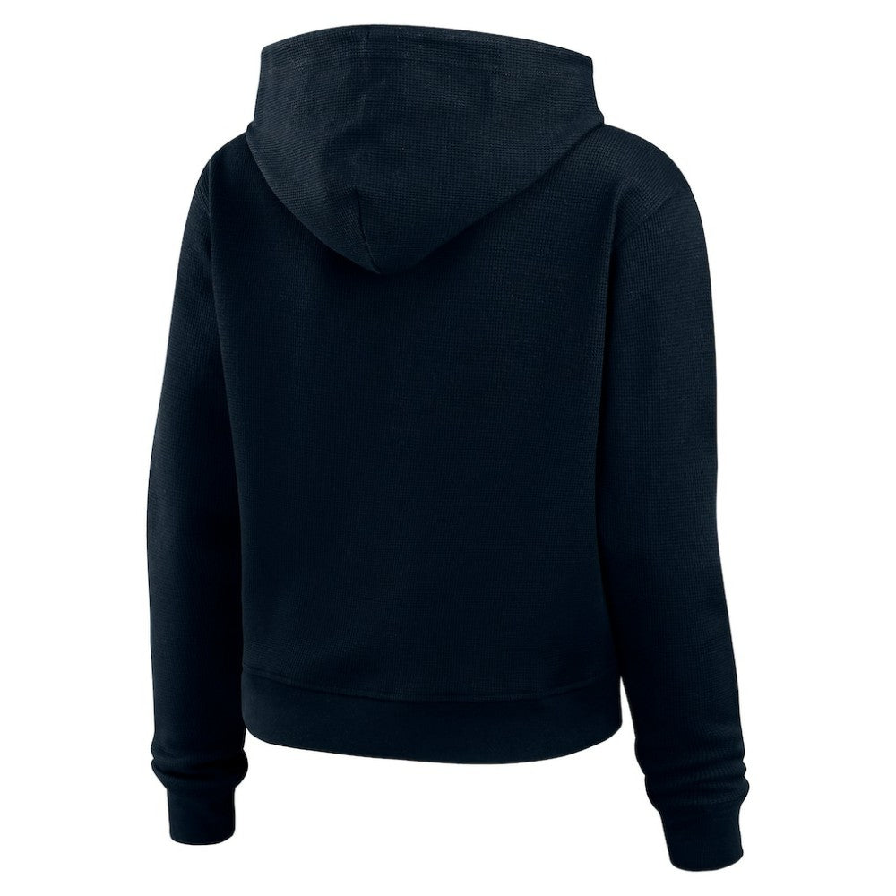 Seattle Kraken WEAR by Erin Andrews Women's Waffle-Knit Pullover Hoodie Deep Sea Blue