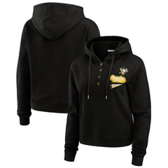 Pittsburgh Penguins WEAR by Erin Andrews Women's Waffle-Knit Pullover Hoodie Black