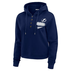 Tampa Bay Lightning WEAR by Erin Andrews Women's Waffle-Knit Pullover Hoodie Blue
