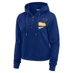 St. Louis Blues WEAR by Erin Andrews Women's Waffle-Knit Pullover Hoodie Blue