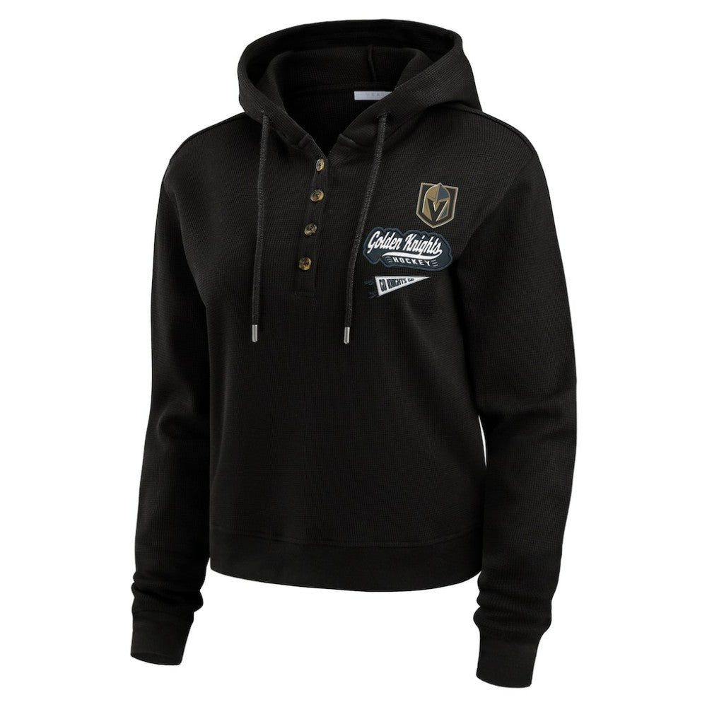 Vegas Golden Knights WEAR by Erin Andrews Women's Waffle-Knit Pullover Hoodie Black