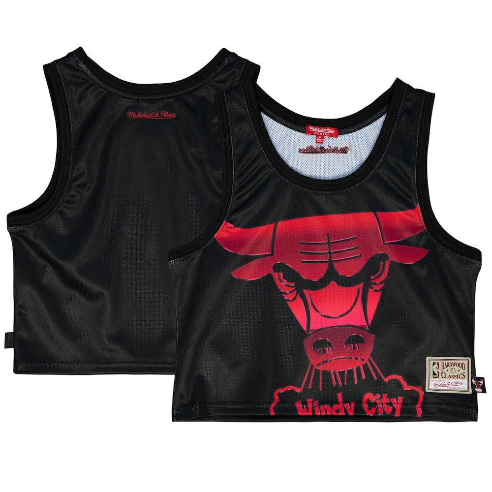 Chicago Bulls Women's Hardwood Classics Big Face 4.0 Cropped Tank Top sale - Black | Mitchell & Ness cheap