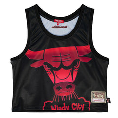 Chicago Bulls Women's Hardwood Classics Big Face 4.0 Cropped Tank Top sale - Black | Mitchell & Ness cheap