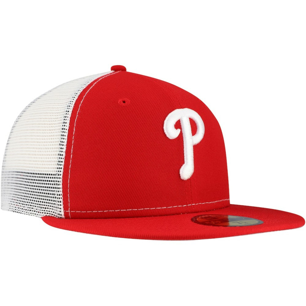 Philadelphia Phillies Team Color 59FIFTY Trucker Fitted Hat - Red | New Era