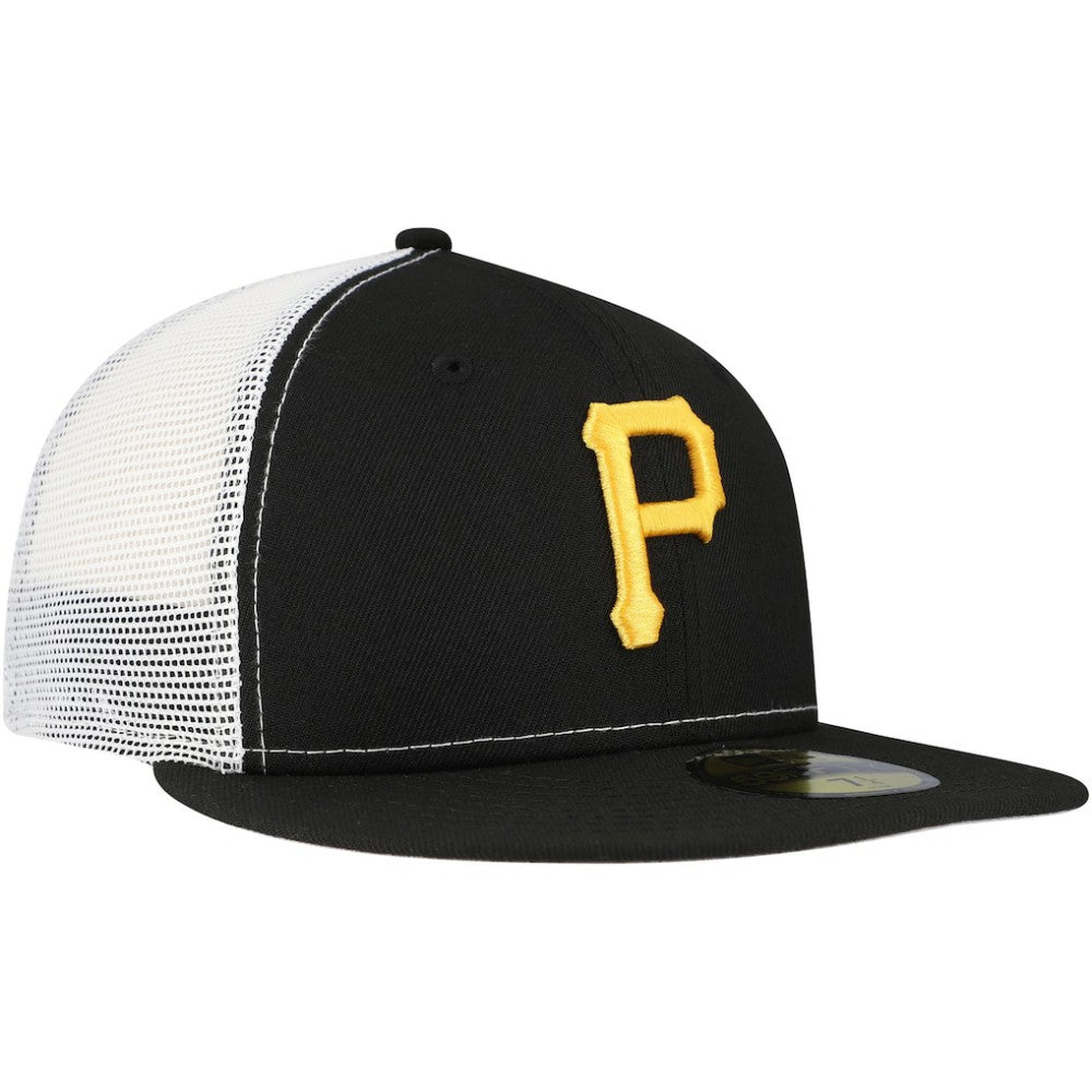 Pittsburgh Pirates Team Color 59FIFTY Trucker Fitted Hat - Black | New Era