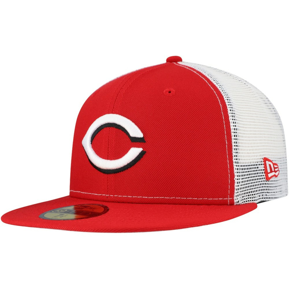 Cincinnati Reds Team Color 59FIFTY Trucker Fitted Hat - Red | New Era