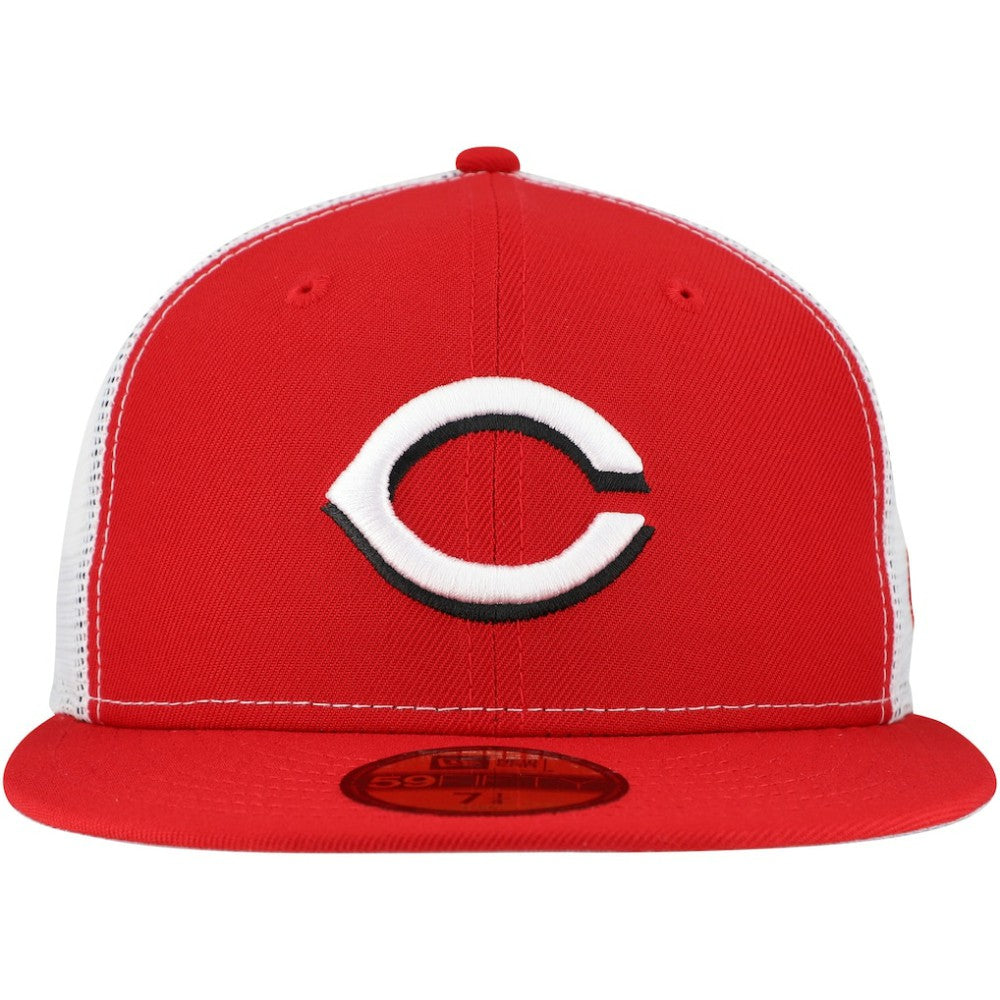Cincinnati Reds Team Color 59FIFTY Trucker Fitted Hat - Red | New Era