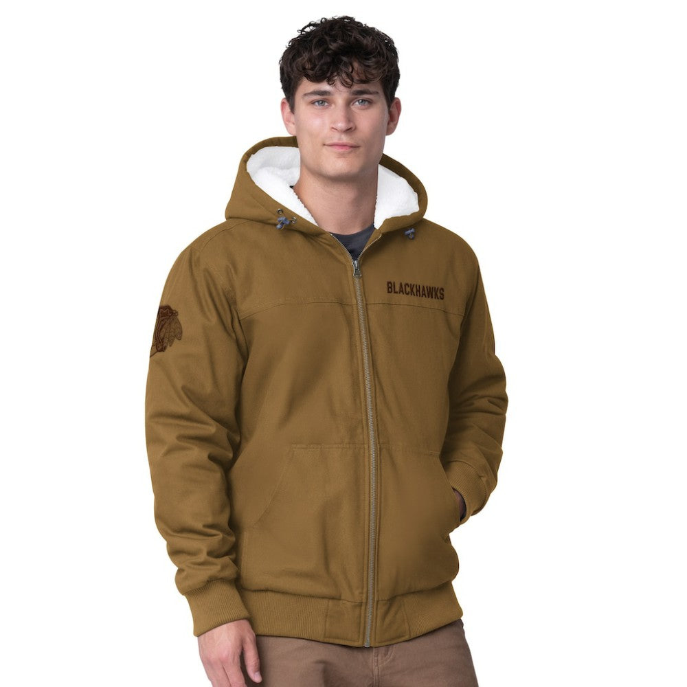 Chicago Blackhawks G-III Sports by Carl Banks Build Up Full-Zip Hoodie Jacket Tan