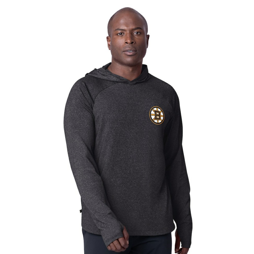Boston Bruins MSX by Michael Strahan Fast Track Raglan Long Sleeve Hoodie T-Shirt Black