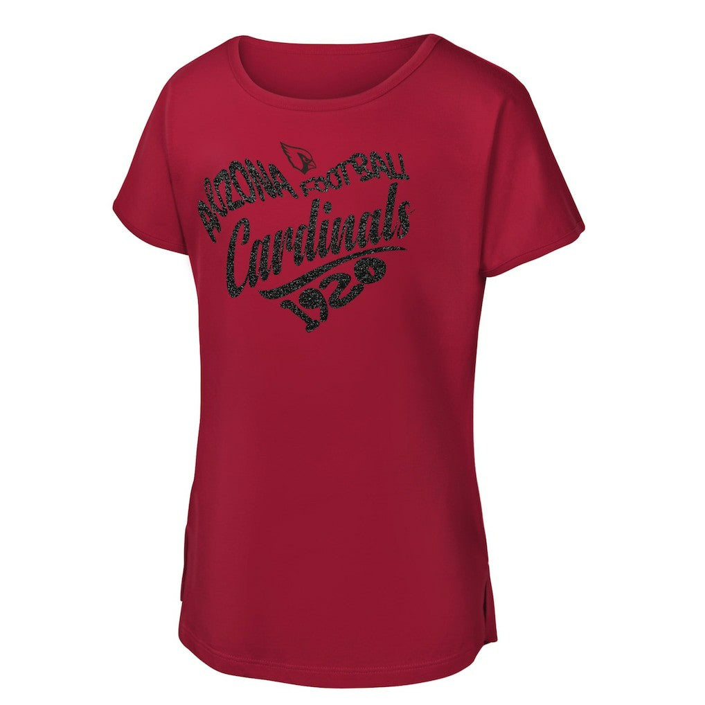 Arizona Cardinals Girls Youth Script Heart Dolman T-Shirt - Cardinal sale