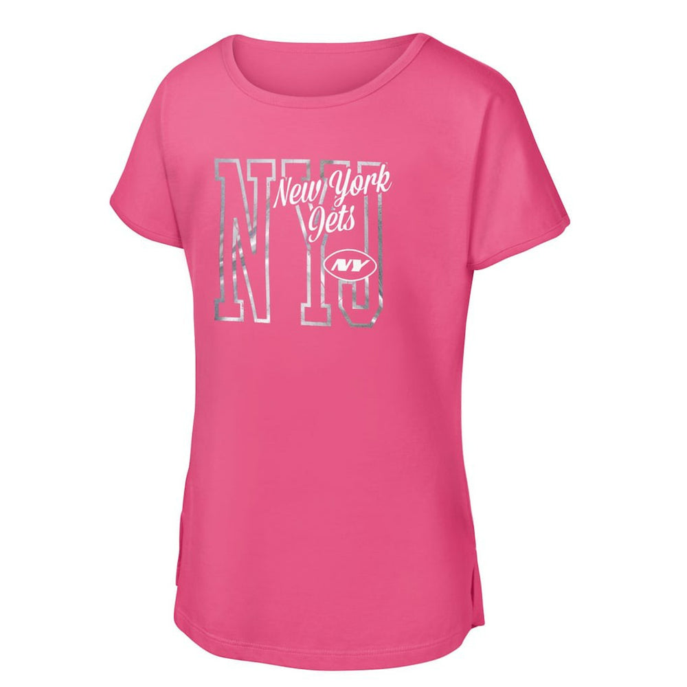 New York Jets Girls Youth Signal Caller Dolman T-Shirt - Pink for sale