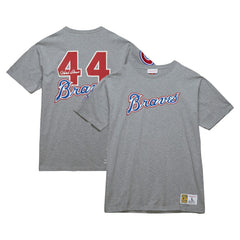 Hank Aaron Atlanta Braves Cooperstown Collection Legends T-Shirt - Heather Gray | Mitchell & Ness