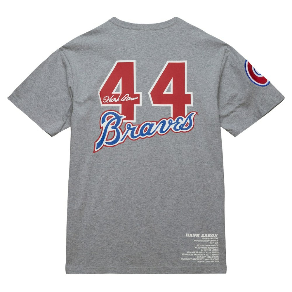 Hank Aaron Atlanta Braves Cooperstown Collection Legends T-Shirt - Heather Gray | Mitchell & Ness