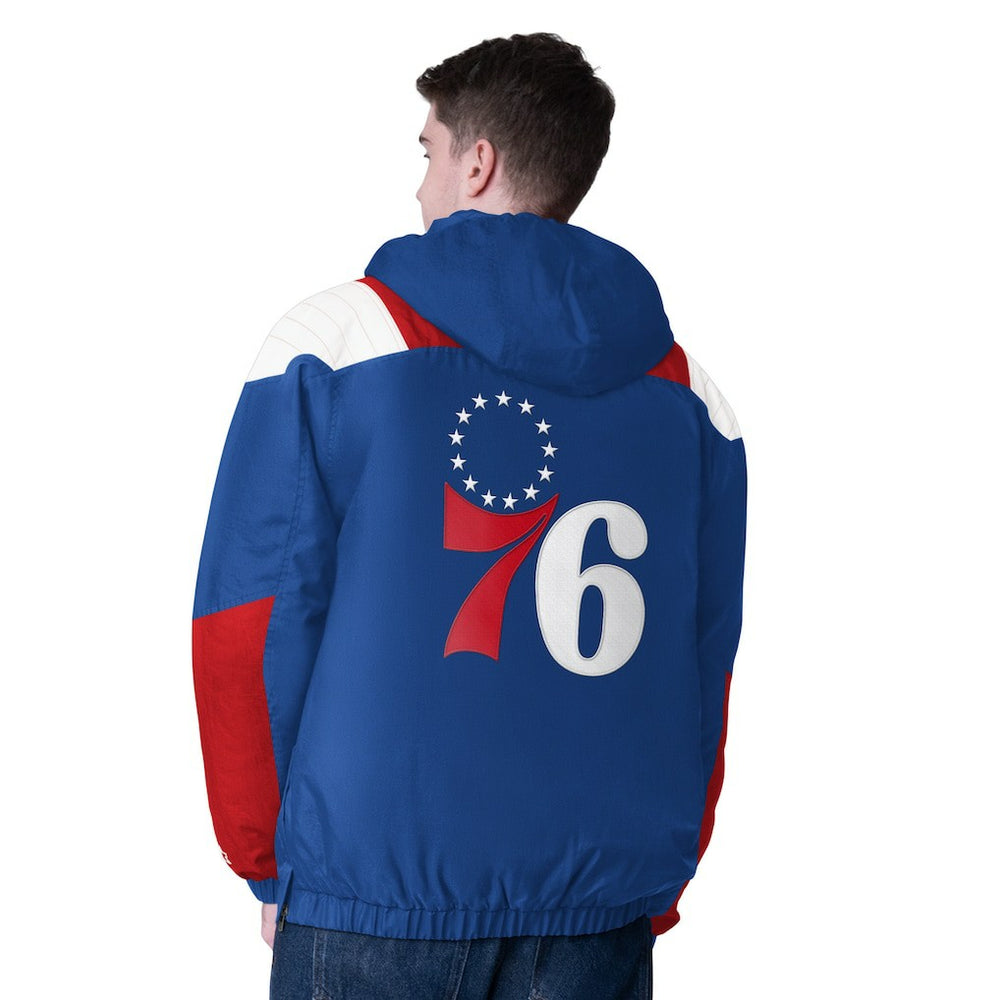 Philadelphia 76ers Starter Charger Half-Zip Pullover Jacket- Royal/Red outlet