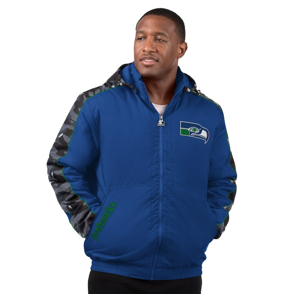 Seattle Seahawks Starter Thursday Night Gridiron Full-Zip Hoodie Jacket - Royal discount