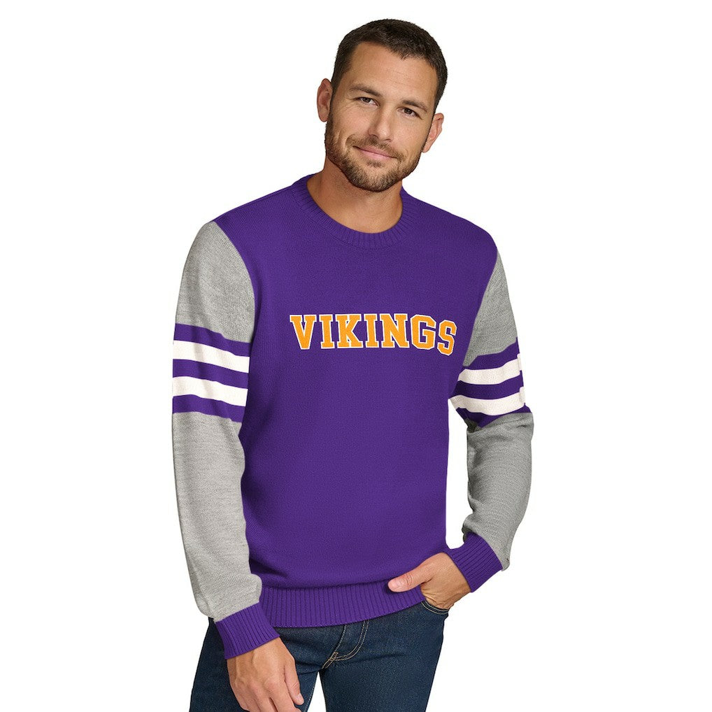 Minnesota Vikings Tommy Hilfiger Acrylic Crewneck Pullover Sweater - Purple/Heather Gray discount