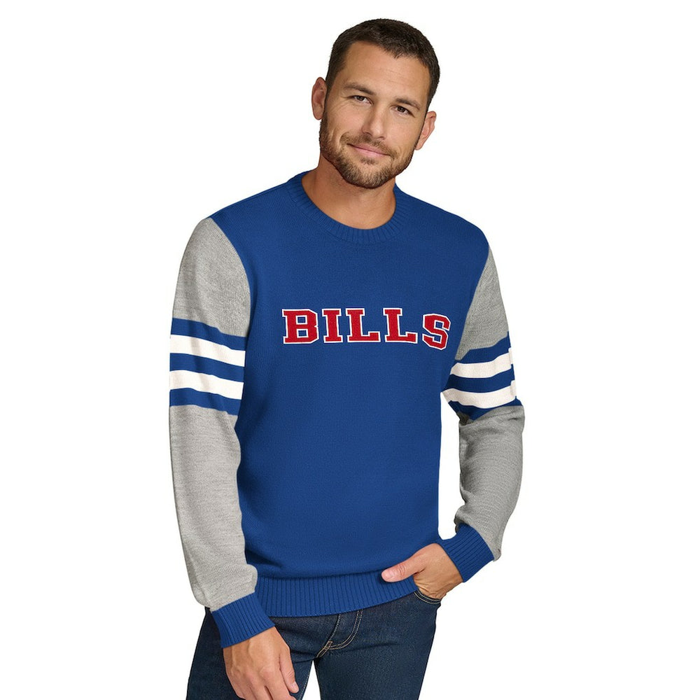 Buffalo Bills Tommy Hilfiger Acrylic Crewneck Pullover Sweater - Royal/Heather Gray cheap